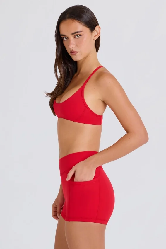 Soft Active Pocket V-Waist Mini Shorts i Strawberry Red Soft Active Pocket V-Waist Mini Shorts i Strawberry Red