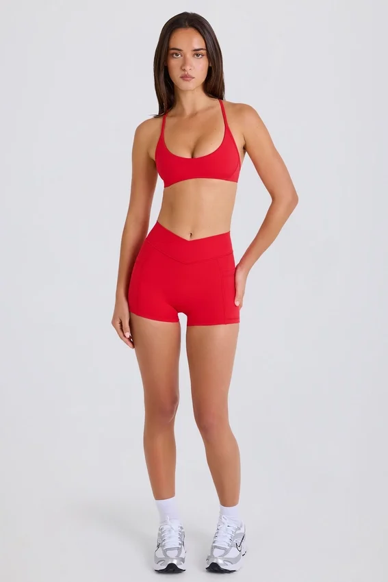 Soft Active Pocket V-Waist Mini Shorts i Strawberry Red Soft Active Pocket V-Waist Mini Shorts i Strawberry Red