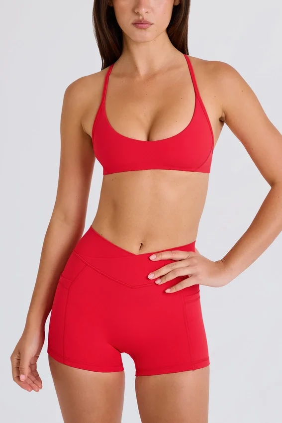Soft Active Pocket V-Waist Mini Shorts i Strawberry Red Soft Active Pocket V-Waist Mini Shorts i Strawberry Red