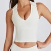 Soft Active Polo Crop Top i Ivory Soft Active Polo Crop Top i Ivory