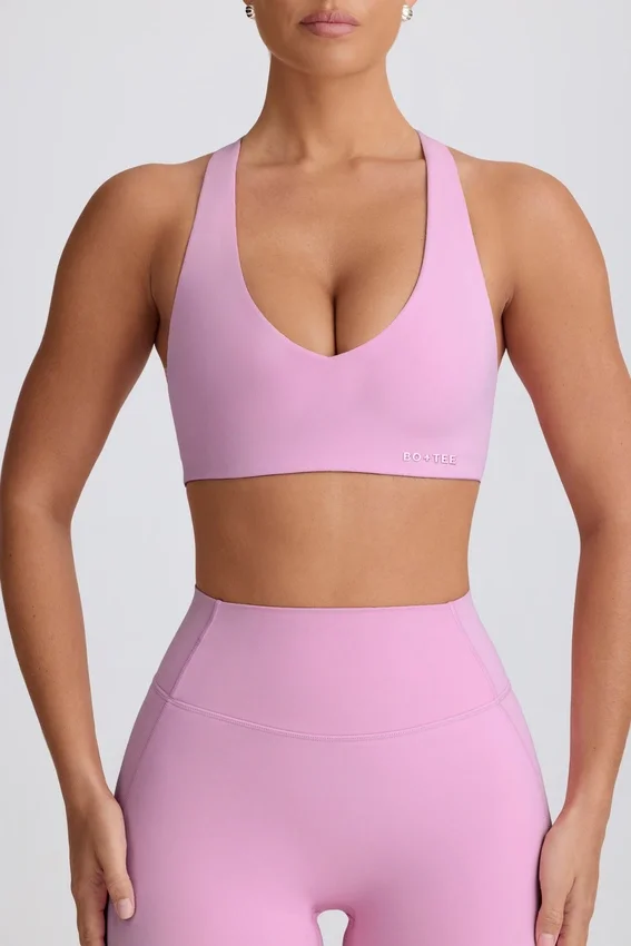 Soft Active sport-BH med V-ringning i dammrosa Soft Active sport-BH med V-ringning i dammrosa