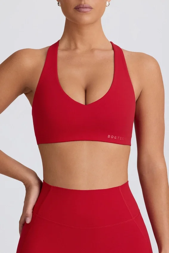 Soft Active sport-BH med V-ringning i Hot Red Soft Active sport-BH med V-ringning i Hot Red