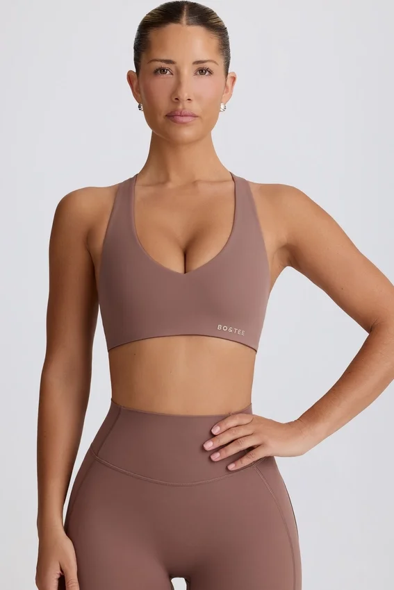 Soft Active sport-BH med V-ringning i Mocha Soft Active sport-BH med V-ringning i Mocha