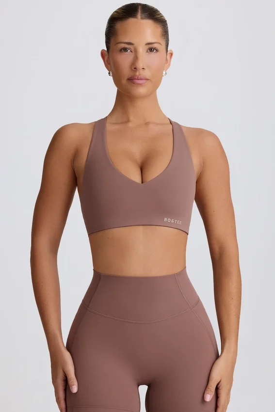 Soft Active sport-BH med V-ringning i Mocha Soft Active sport-BH med V-ringning i Mocha