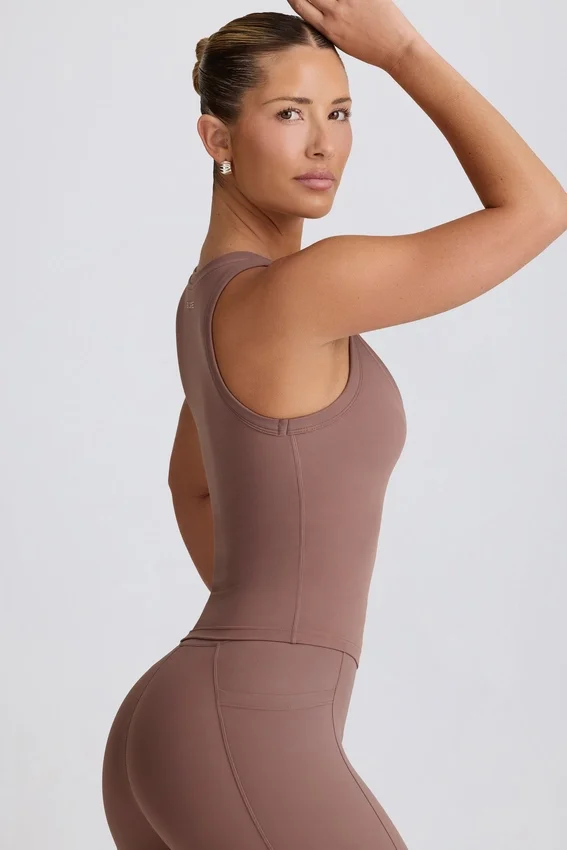 Soft Active V-ringad linne i mocha Soft Active V-ringad linne i mocha