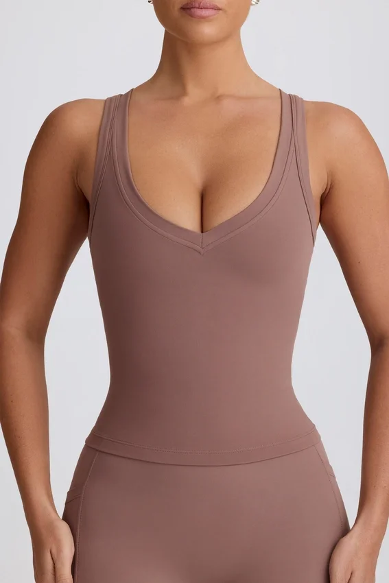 Soft Active V-ringad linne i mocha Soft Active V-ringad linne i mocha