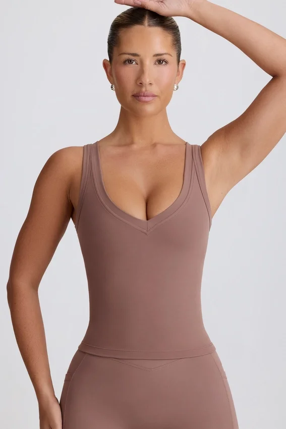 Soft Active V-ringad linne i mocha Soft Active V-ringad linne i mocha