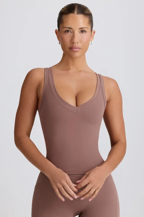 Soft Active V-ringad linne i mocha Soft Active V-ringad linne i mocha