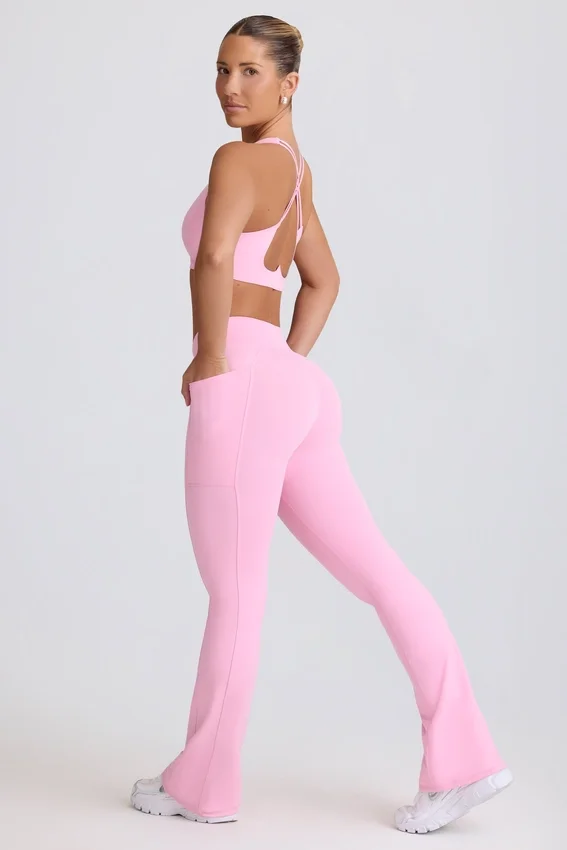 Soft Active V-Waist Pocket Flared Leggings i Baby Pink Soft Active V-Waist Pocket Flared Leggings i Baby Pink