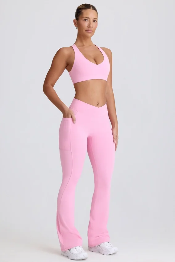 Soft Active V-Waist Pocket Flared Leggings i Baby Pink Soft Active V-Waist Pocket Flared Leggings i Baby Pink