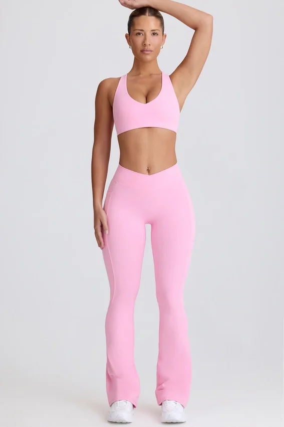 Soft Active V-Waist Pocket Flared Leggings i Baby Pink Soft Active V-Waist Pocket Flared Leggings i Baby Pink