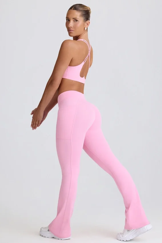 Soft Active V-Waist Pocket Flared Leggings i Baby Pink Soft Active V-Waist Pocket Flared Leggings i Baby Pink
