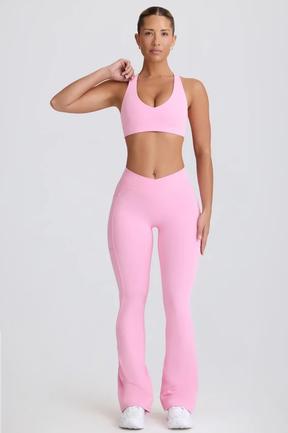 Soft Active V-Waist Pocket Flared Leggings i Baby Pink Soft Active V-Waist Pocket Flared Leggings i Baby Pink