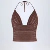 Sol Plunge Halterneck Crop Top i brons Sol Plunge Halterneck Crop Top i brons