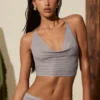 Sol Plunge Halterneck Crop Top i silver Sol Plunge Halterneck Crop Top i silver