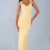 Sorelle Modal Lace-Trim Midaxi-klänning i smörgul Sorelle Modal Lace-Trim Midaxi-klänning i smörgul