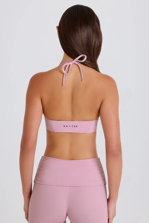 Sport-BH med rund halsringning och halterneck i mauve Sport-BH med rund halsringning och halterneck i mauve