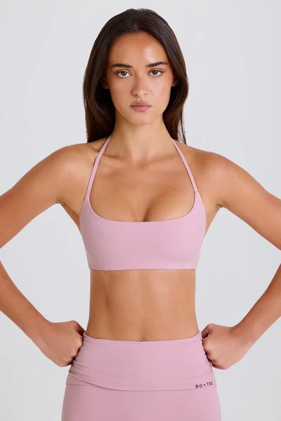 Sport-BH med rund halsringning och halterneck i mauve Sport-BH med rund halsringning och halterneck i mauve