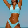 Sporty Swim Zip Up Bikinitop i turkos Sporty Swim Zip Up Bikinitop i turkos