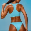 Sporty Swim Zip Up Bikinitop i turkos Sporty Swim Zip Up Bikinitop i turkos