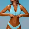 Sporty Swim Zip Up Bikinitop i turkos Sporty Swim Zip Up Bikinitop i turkos