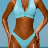 Sporty Swim Zip Up Bikinitop i turkos Sporty Swim Zip Up Bikinitop i turkos