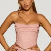 Sterling Embellished Draped Corset Top i lavendelrosa Sterling Embellished Draped Corset Top i lavendelrosa