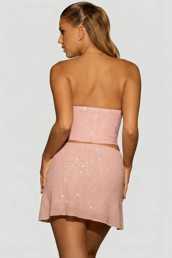 Sterling Embellished Draped Corset Top i lavendelrosa Sterling Embellished Draped Corset Top i lavendelrosa