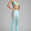 Stevie Embellished Mid-Rise Flared Trousers i isblått Stevie Embellished Mid-Rise Flared Trousers i isblått