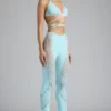 Stevie Embellished Mid-Rise Flared Trousers i isblått Stevie Embellished Mid-Rise Flared Trousers i isblått