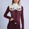 Stickad långärmad figursydd topp i burgundy Stickad långärmad figursydd topp i burgundy