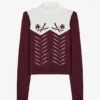 Stickad långärmad figursydd topp i burgundy Stickad långärmad figursydd topp i burgundy