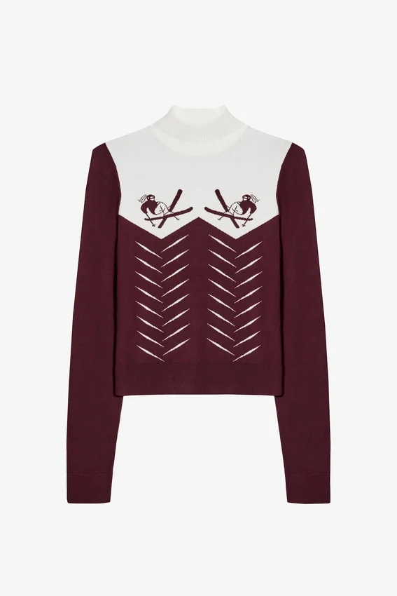 Stickad långärmad figursydd topp i burgundy Stickad långärmad figursydd topp i burgundy