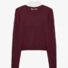 Stickad långärmad figursydd topp i burgundy Stickad långärmad figursydd topp i burgundy