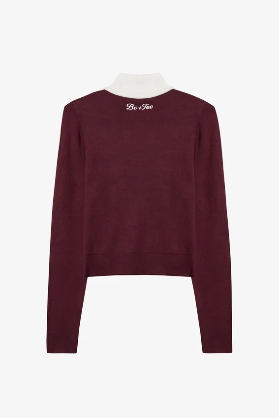 Stickad långärmad figursydd topp i burgundy Stickad långärmad figursydd topp i burgundy