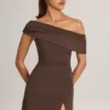 Suhana Modal asymmetrisk A-linje miniklänning i chokladbrunt Suhana Modal asymmetrisk A-linje miniklänning i chokladbrunt