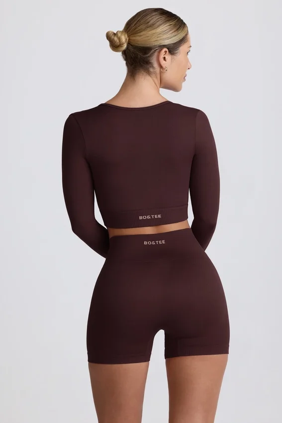 Super Sculpt sömlös kortärmad topp i chokladbrunt Super Sculpt sömlös kortärmad topp i chokladbrunt