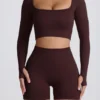 Super Sculpt sömlös kortärmad topp i chokladbrunt Super Sculpt sömlös kortärmad topp i chokladbrunt
