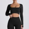 Super Sculpt sömlös kortärmad topp i svart Super Sculpt sömlös kortärmad topp i svart