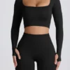 Super Sculpt sömlös kortärmad topp i svart Super Sculpt sömlös kortärmad topp i svart