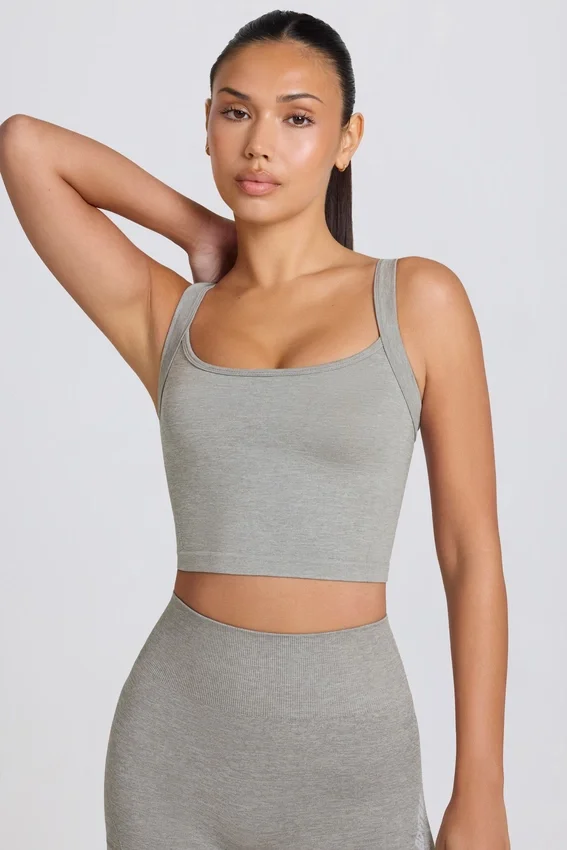 Super Sculpt sömlös långärmad camisole-top i gråmelerad Super Sculpt sömlös långärmad camisole-top i gråmelerad