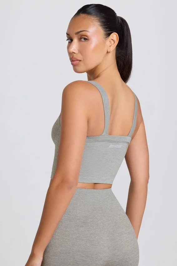 Super Sculpt sömlös långärmad camisole-top i gråmelerad Super Sculpt sömlös långärmad camisole-top i gråmelerad