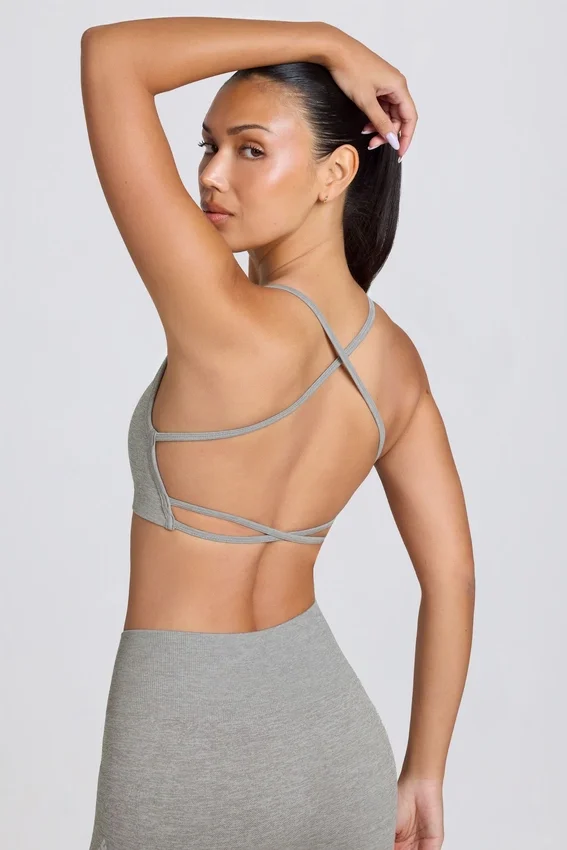 Super Sculpt sömlös rygglös sport-BH i gråmelerad Super Sculpt sömlös rygglös sport-BH i gråmelerad