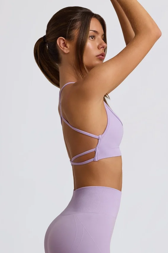 Super Sculpt sömlös rygglös sport-BH i mjuk lila Super Sculpt sömlös rygglös sport-BH i mjuk lila