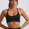Super Sculpt sömlös rygglös sport-BH i svart Super Sculpt sömlös rygglös sport-BH i svart