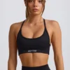 Super Sculpt sömlös rygglös sport-BH i svart Super Sculpt sömlös rygglös sport-BH i svart
