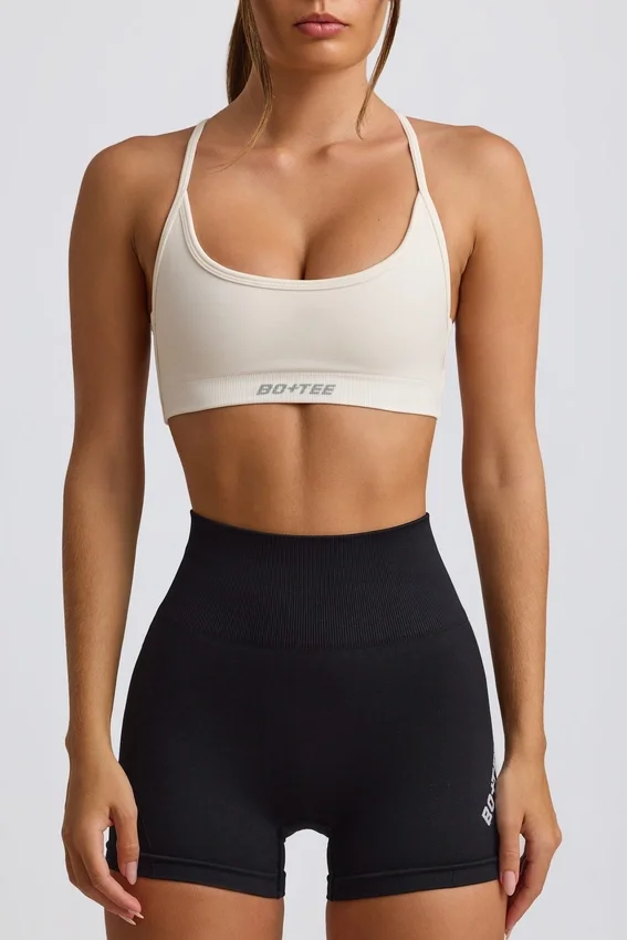Super Sculpt sömlös rygglös sport-BH i vitt Super Sculpt sömlös rygglös sport-BH i vitt