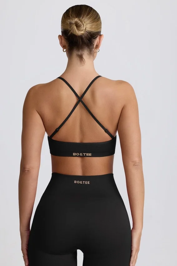 Super Sculpt sömlös sport-BH med korsad rygg i svart Super Sculpt sömlös sport-BH med korsad rygg i svart