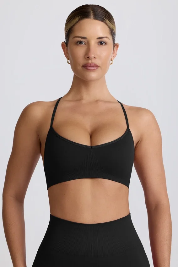 Super Sculpt sömlös sport-BH med korsad rygg i svart Super Sculpt sömlös sport-BH med korsad rygg i svart