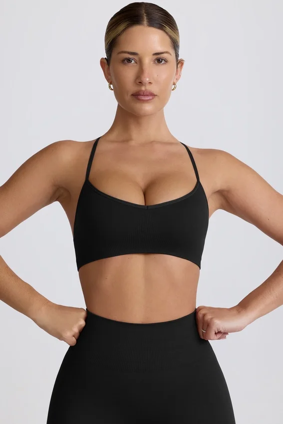 Super Sculpt sömlös sport-BH med korsad rygg i svart Super Sculpt sömlös sport-BH med korsad rygg i svart